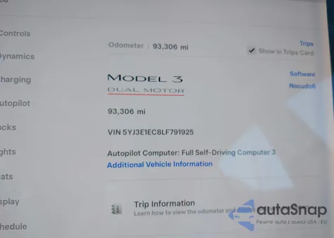 2020 Tesla Model 3 Performance Dual Motor All-Wheel Drive from USA, damaged, VIN 5YJ3E1EC8LF791925